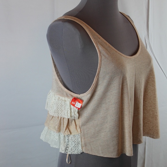 Free People Tops - Free People Crop Tank Top L Ballerina Ruffle NEW